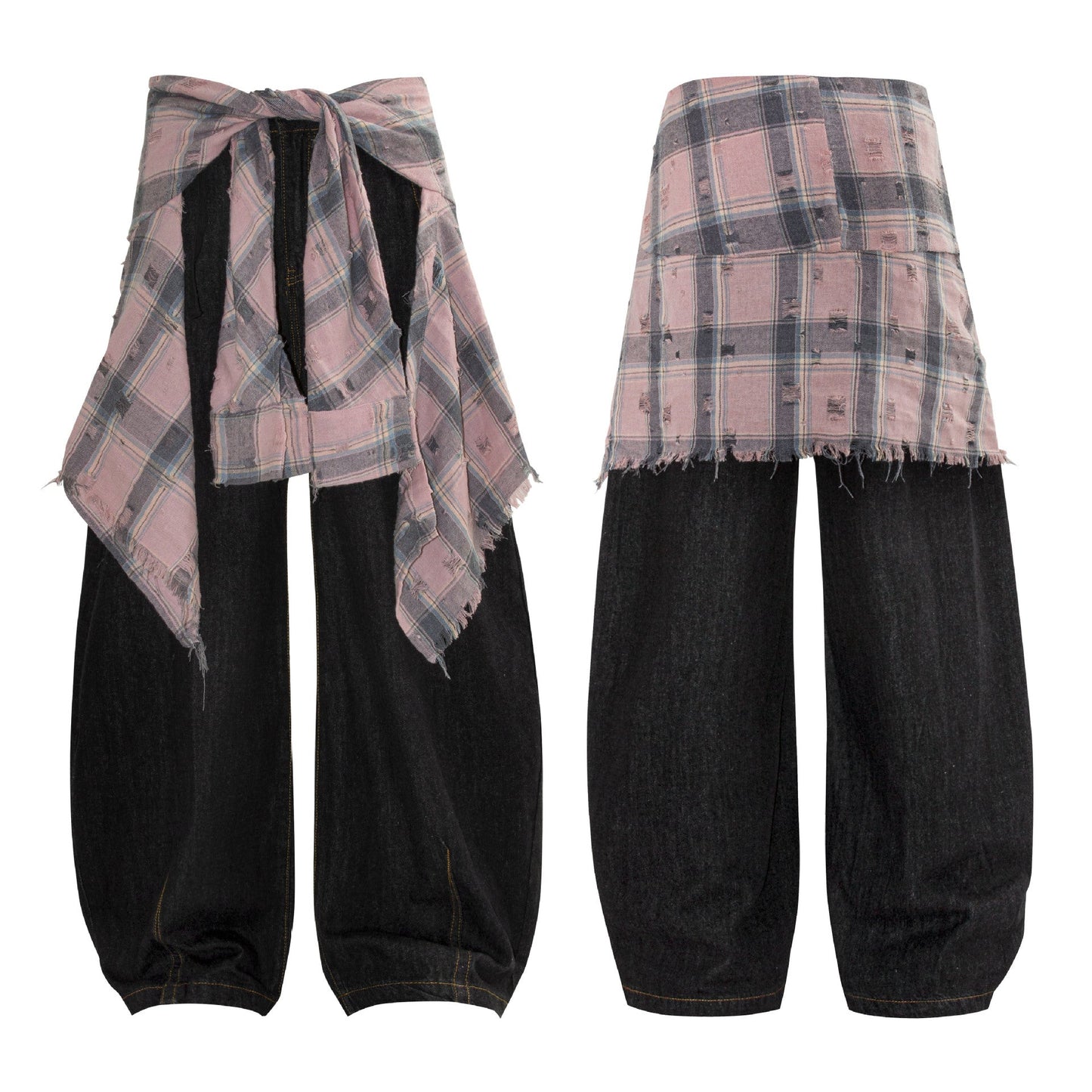 Deconstructed Design Loose Wide-Leg Jeans