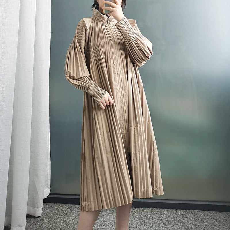 Spring Coat Mid-Length Trench Loose Zipper Coat