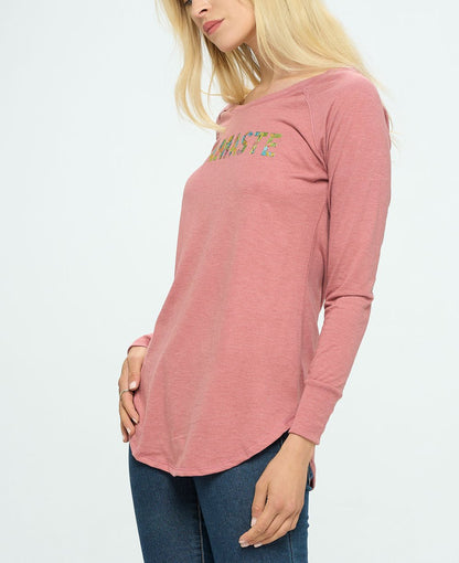Artistic Namaste Blush Long Sleeve Tunic Tee