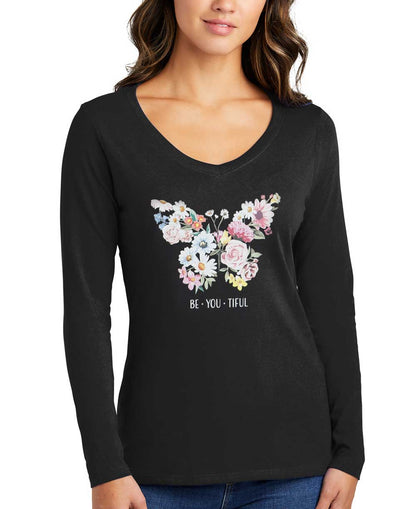BeYouTiful Women's T-Shirt with Butterfly Design